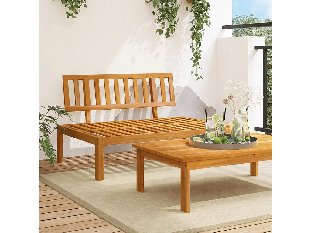Canapé central palette de jardin bois massif d'acacia