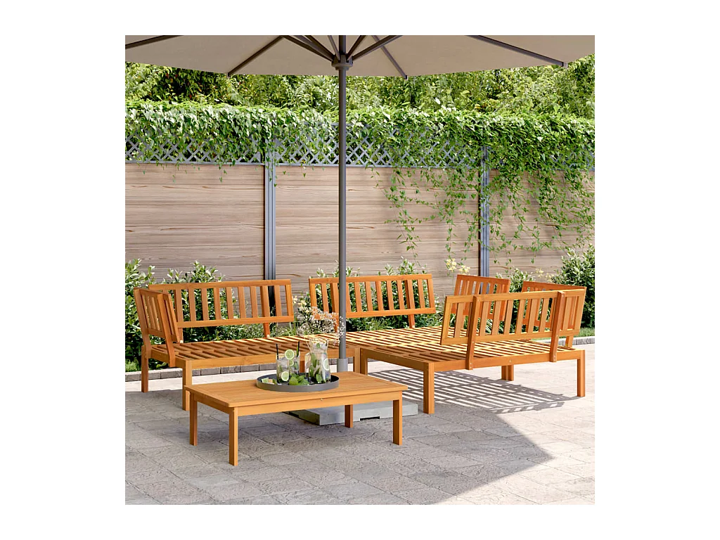 Set Divano Pallet da Giardino 4 pz in Legno Massello di Acacia