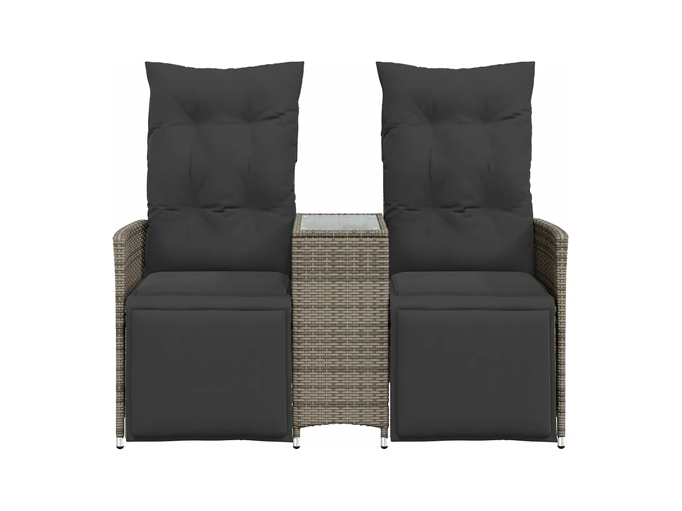 Tuinbank 2-zits verstelbaar met tafel poly rattan grijs
