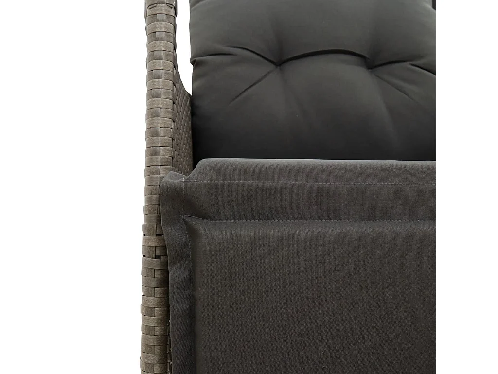 Tuinbank 2-zits verstelbaar met tafel poly rattan grijs