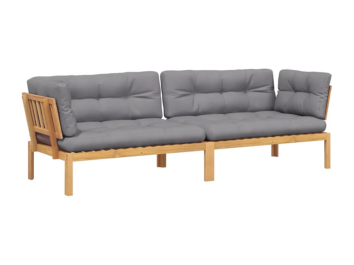 Sofás canto paletes p/ jardim 2 pcs c/ almofadões acácia maciça