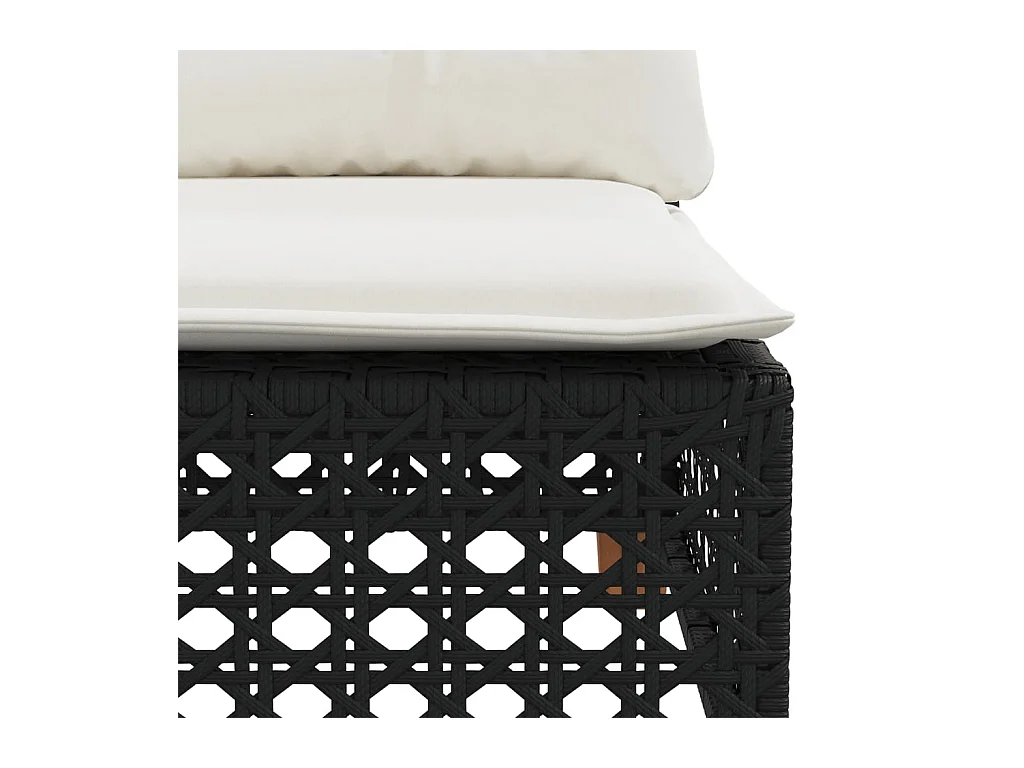 Tuinhoekbank met kussens poly rattan zwart