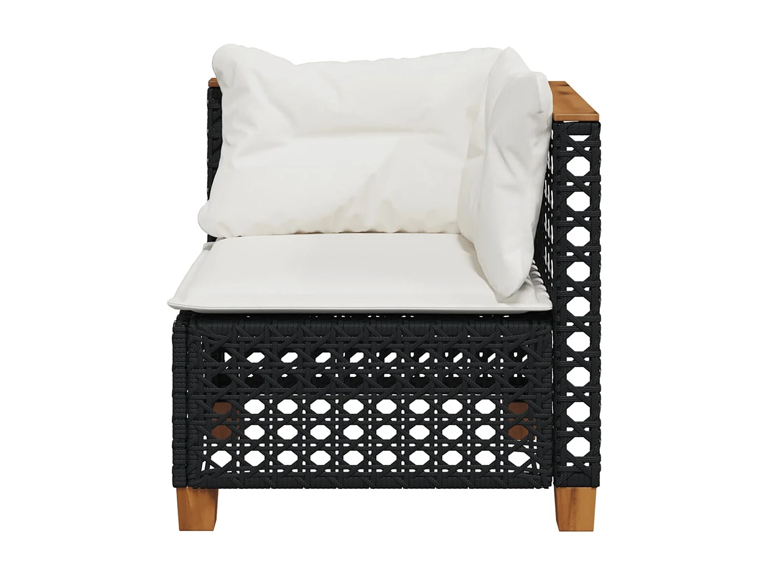 Canapé d'angle de jardin avec coussins noir résine tressée