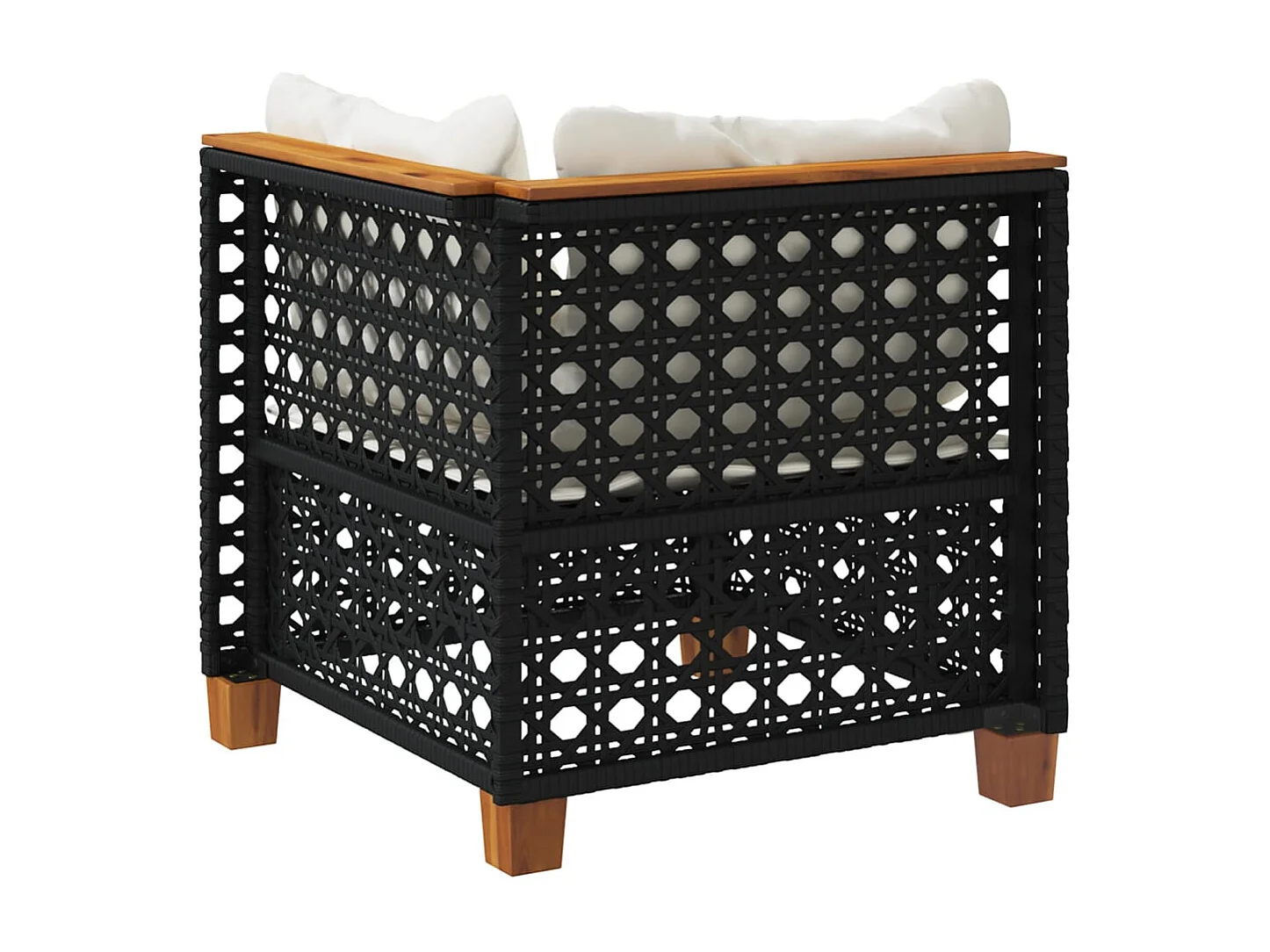 Canapé d'angle de jardin avec coussins noir résine tressée