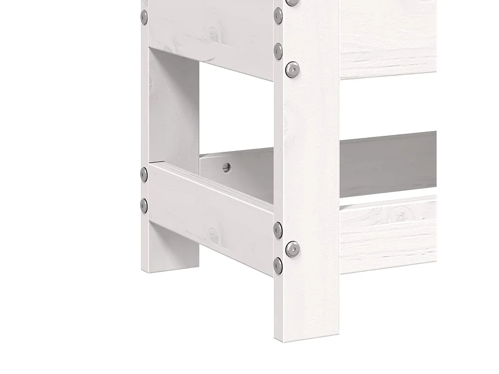 Poggiapiedi da Giardino Bianco 62x30x32 cm Legno Massello Pino