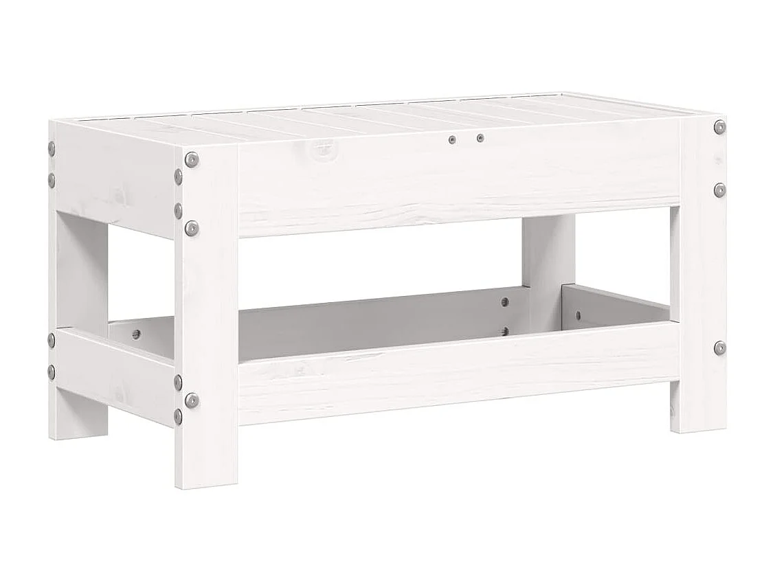 Poggiapiedi da Giardino Bianco 62x30x32 cm Legno Massello Pino