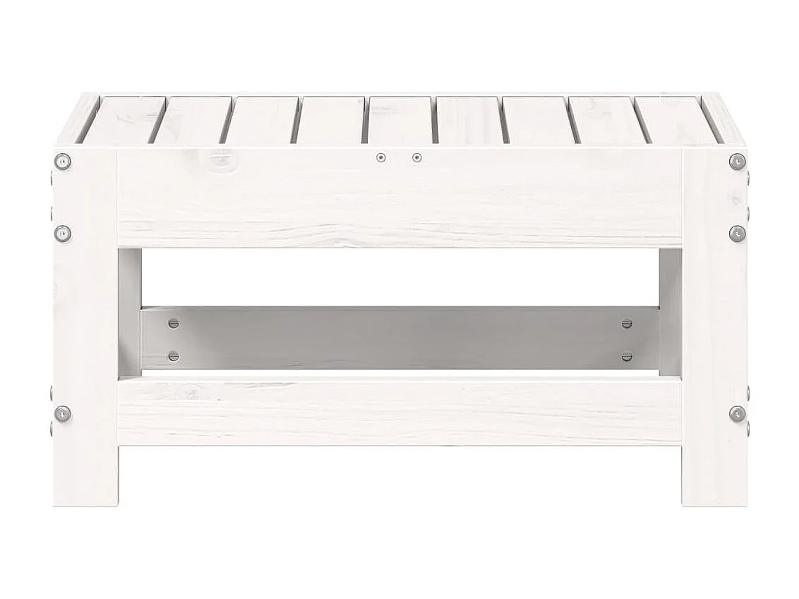 Poggiapiedi da Giardino Bianco 62x30x32 cm Legno Massello Pino
