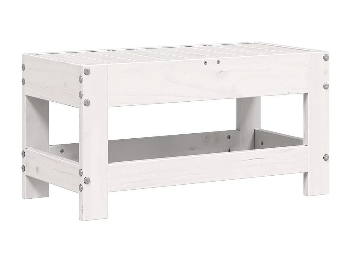 Poggiapiedi da Giardino Bianco 62x30x32 cm Legno Massello Pino