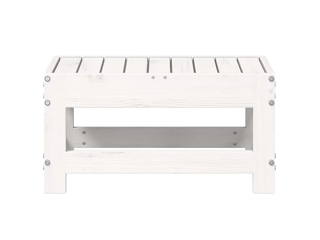 Repose-pied de jardin blanc 62x30x32 cm bois de pin massif