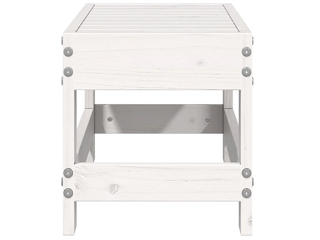 Repose-pied de jardin blanc 62x30x32 cm bois de pin massif