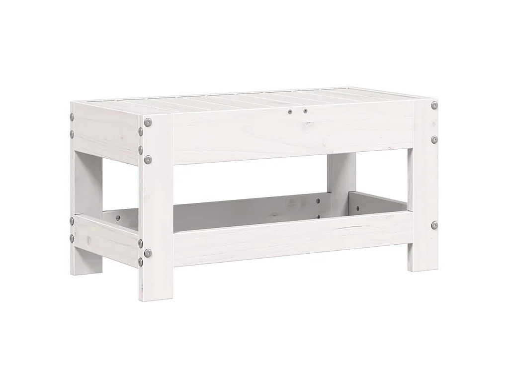 Repose-pied de jardin blanc 62x30x32 cm bois de pin massif