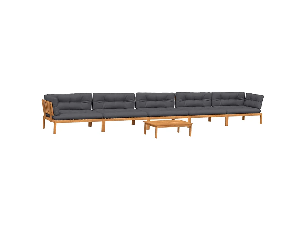Set de sofás de palets de jardín y cojines 6 pzas madera acacia