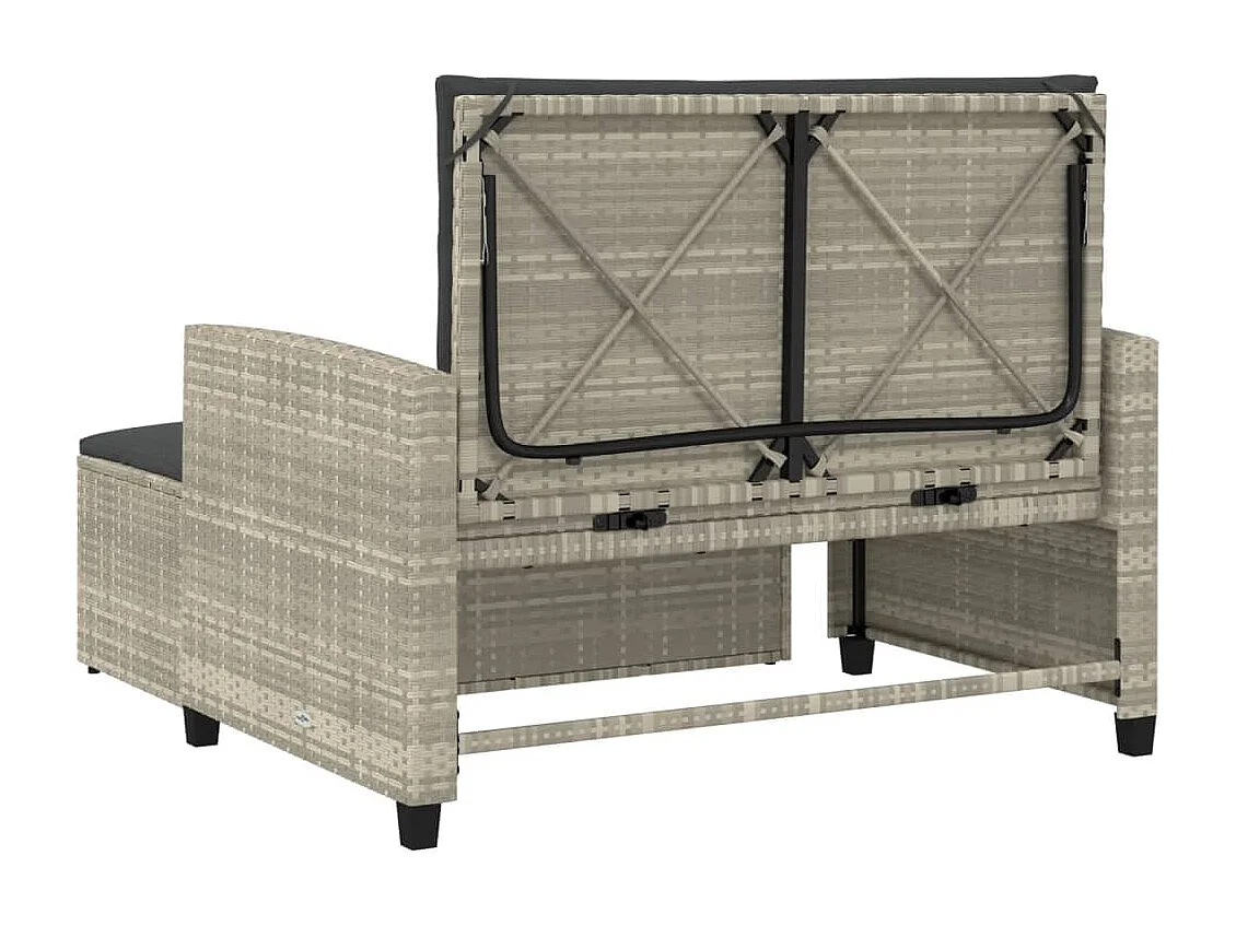 Tuinbank 2-zits met kussens poly rattan lichtgrijs