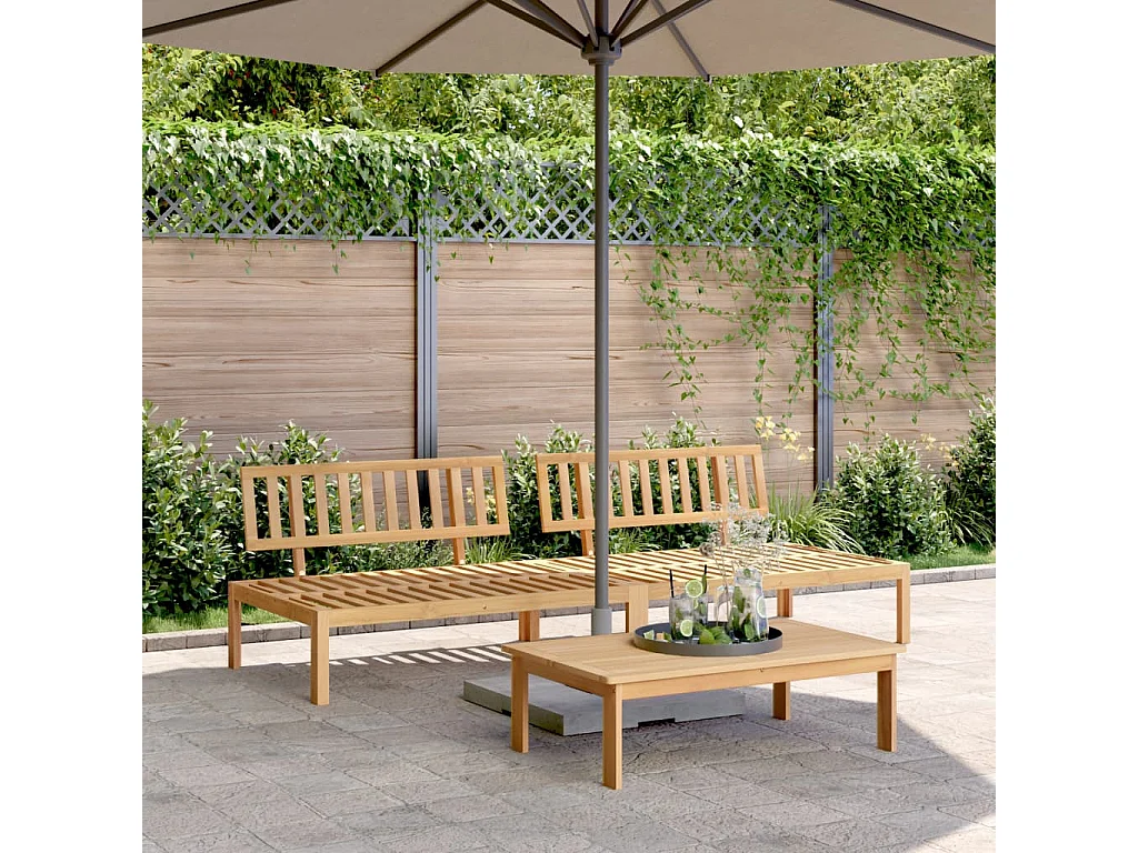 Divani Centrali da Giardino Pallet 2pz Legno Massello di Acacia