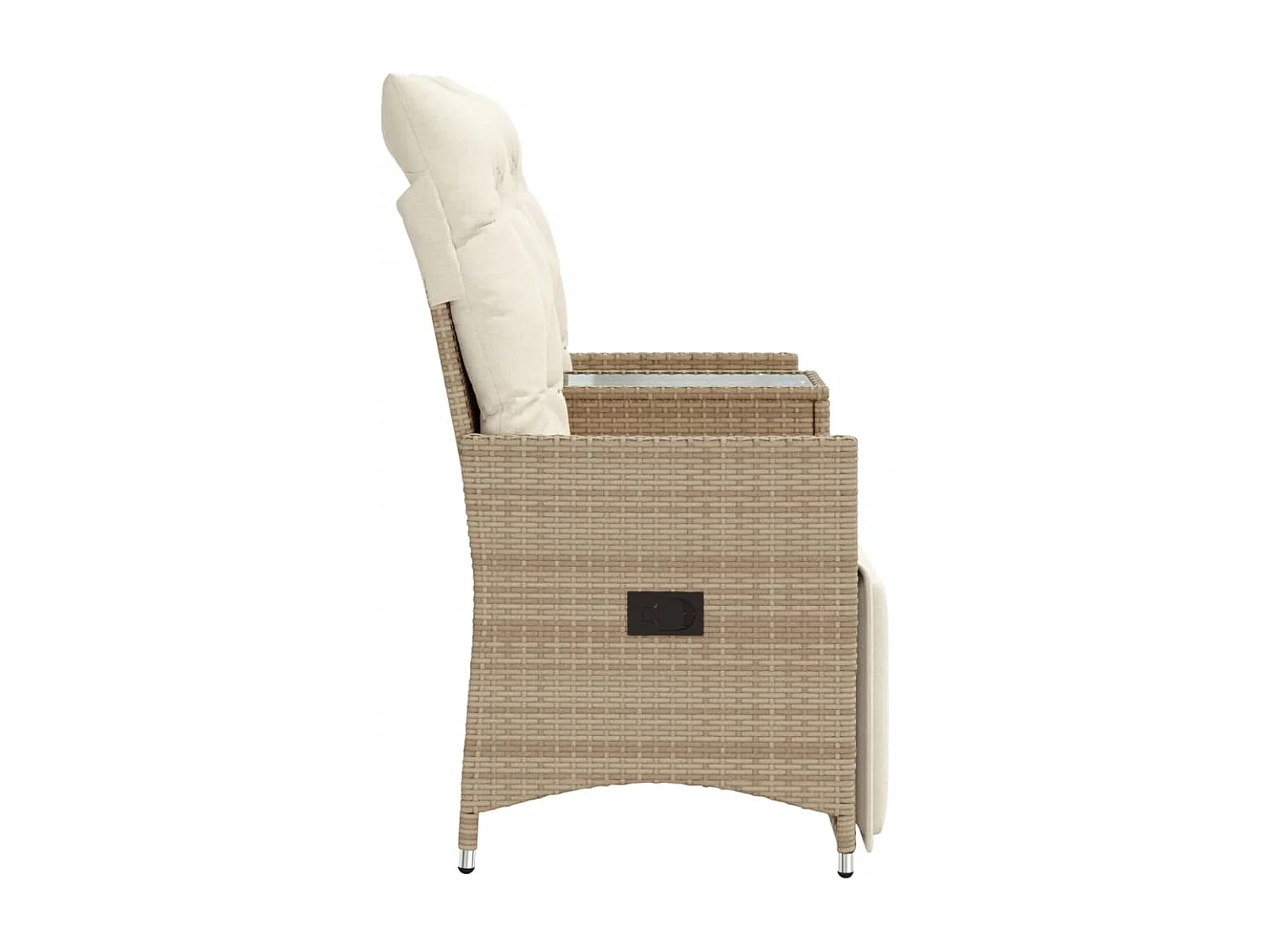 Canapé de jardin inclinable 2 places avec table beige rotin