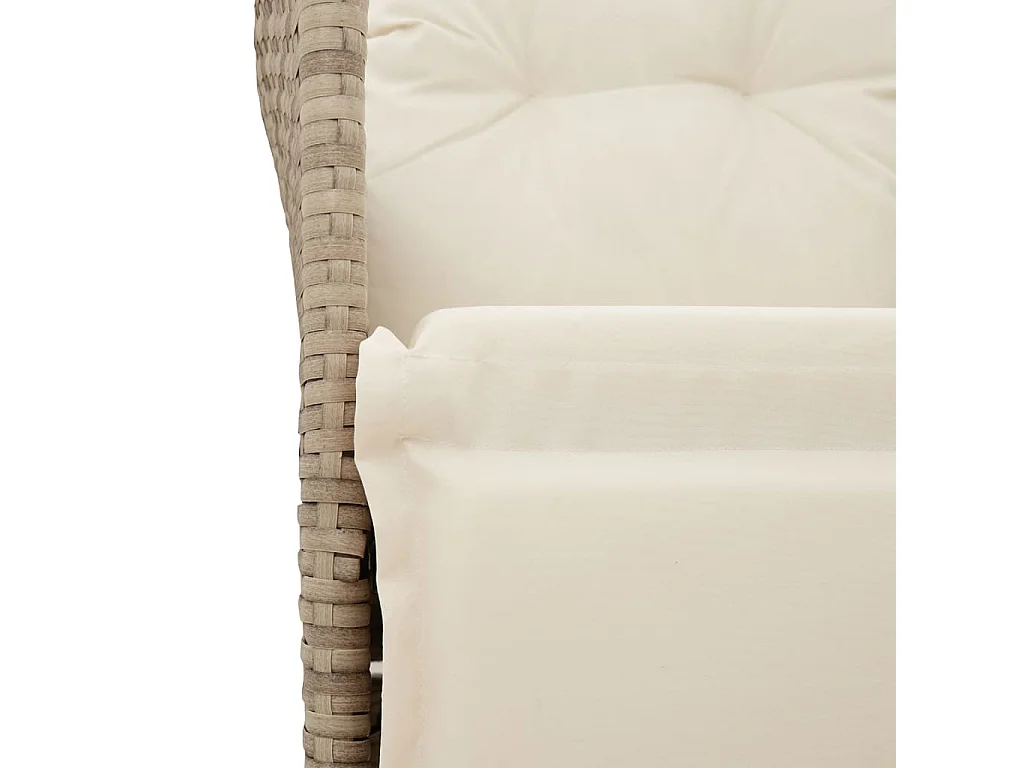 Canapé de jardin inclinable 2 places avec table beige rotin