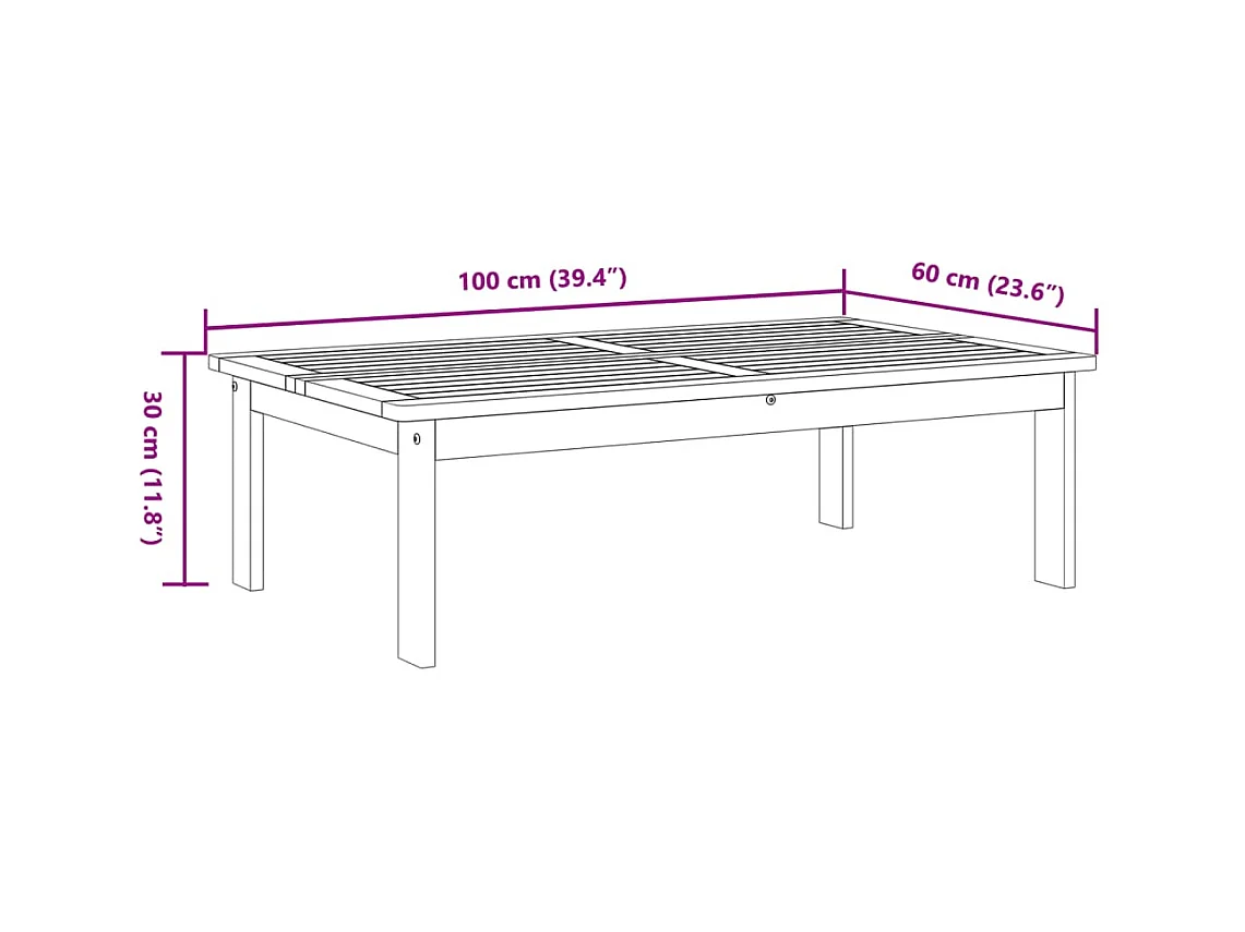 Table de jardin 100x60x30 cm bois d'acacia solide