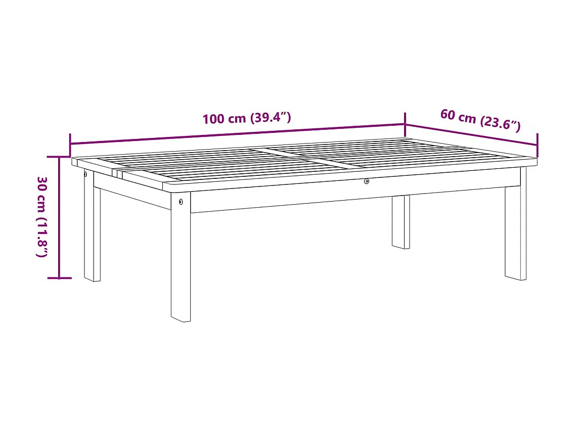 Table de jardin 100x60x30 cm bois d'acacia solide