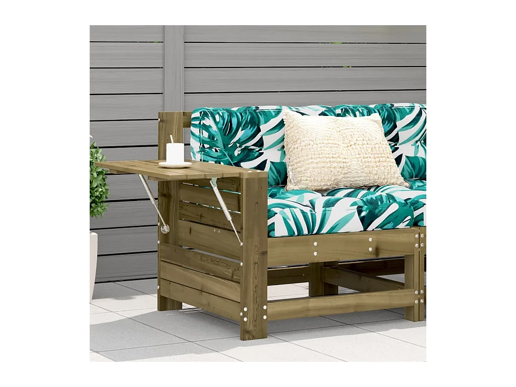 Canapé de jardin accoudoir avec table d'appoint pin imprégné