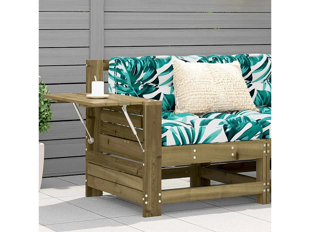 Gartensofa mit Armlehne und Beistelltisch Kiefernholz