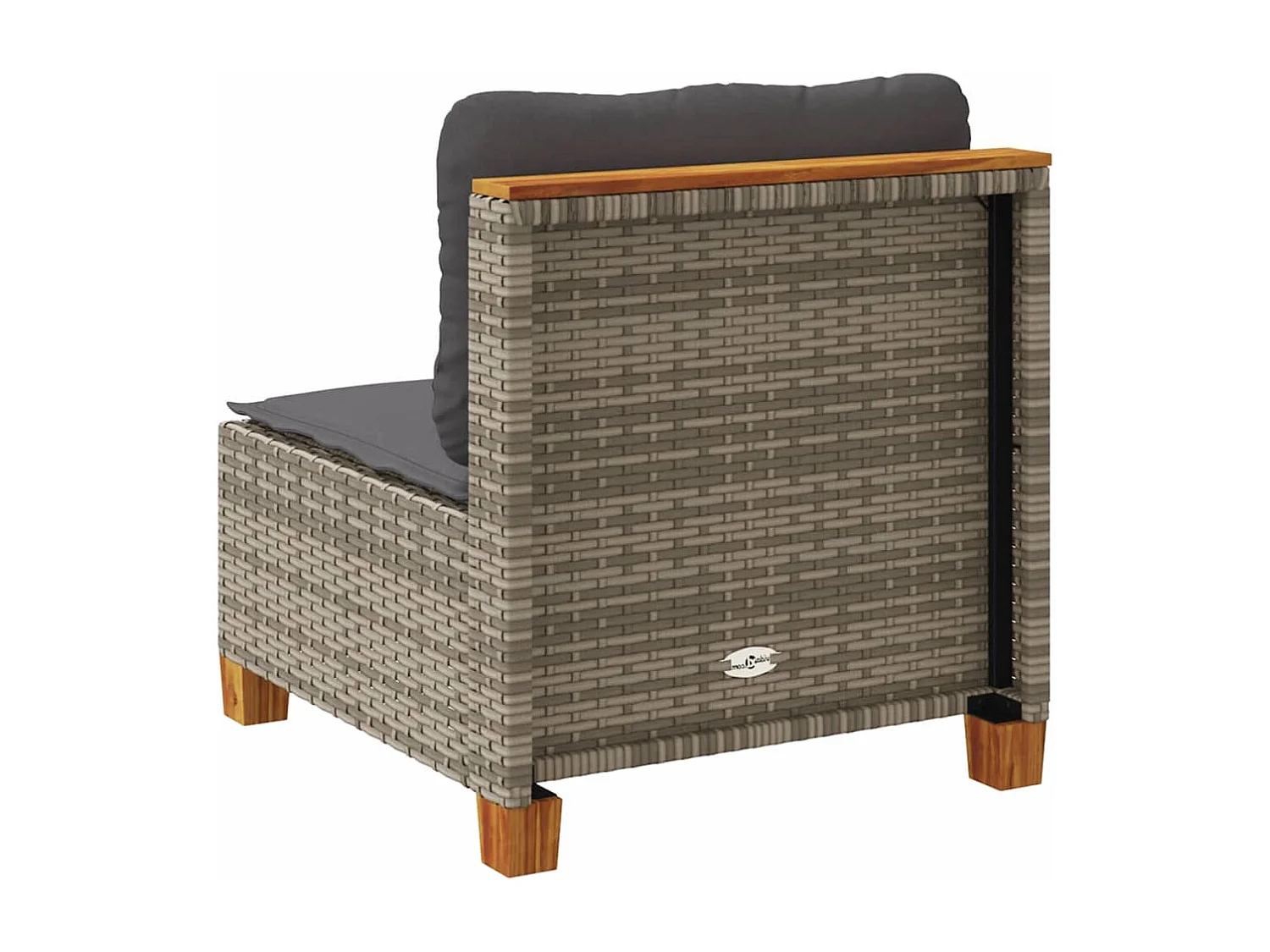 Canapé de jardin sans accoudoirs coussins gris résine tressée