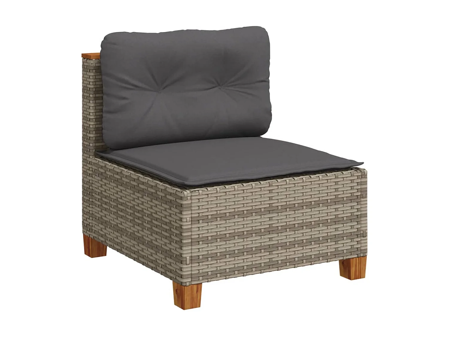 Tuinbank zonder armleuning met kussens poly rattan grijs