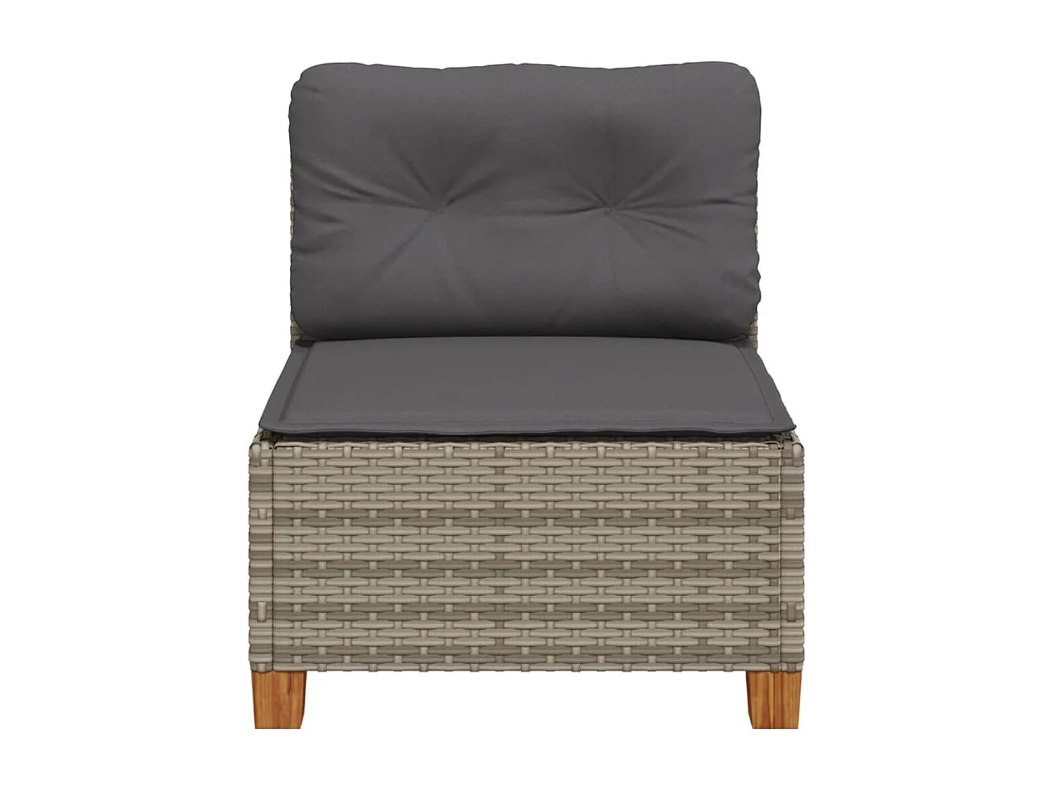 Tuinbank zonder armleuning met kussens poly rattan grijs