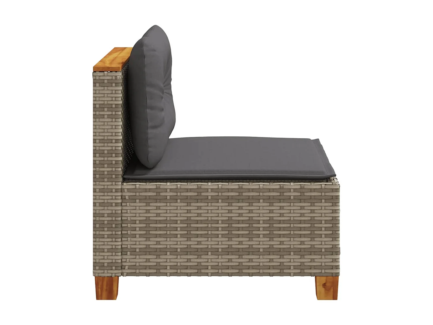 Tuinbank zonder armleuning met kussens poly rattan grijs