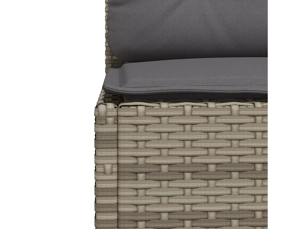 Tuinbank zonder armleuning met kussens poly rattan grijs