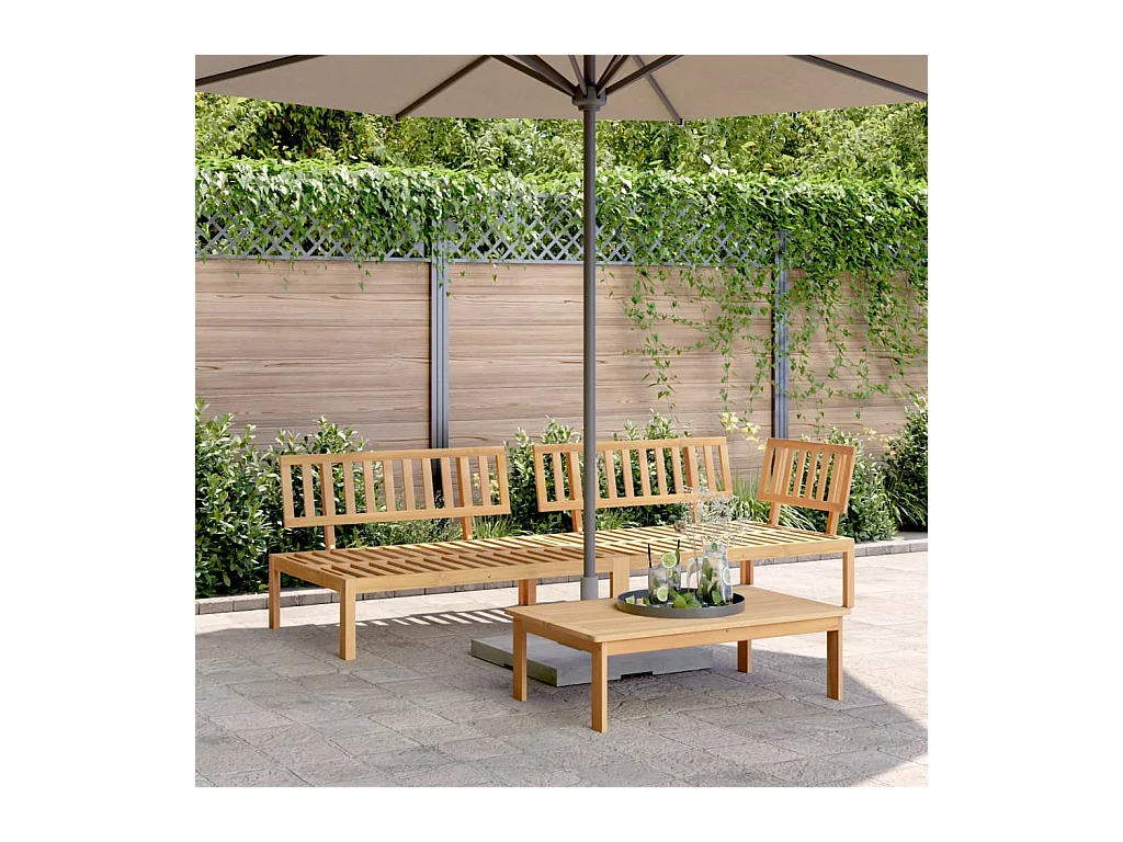 Set de sofás de palets de jardín 3 pzas madera maciza de acacia