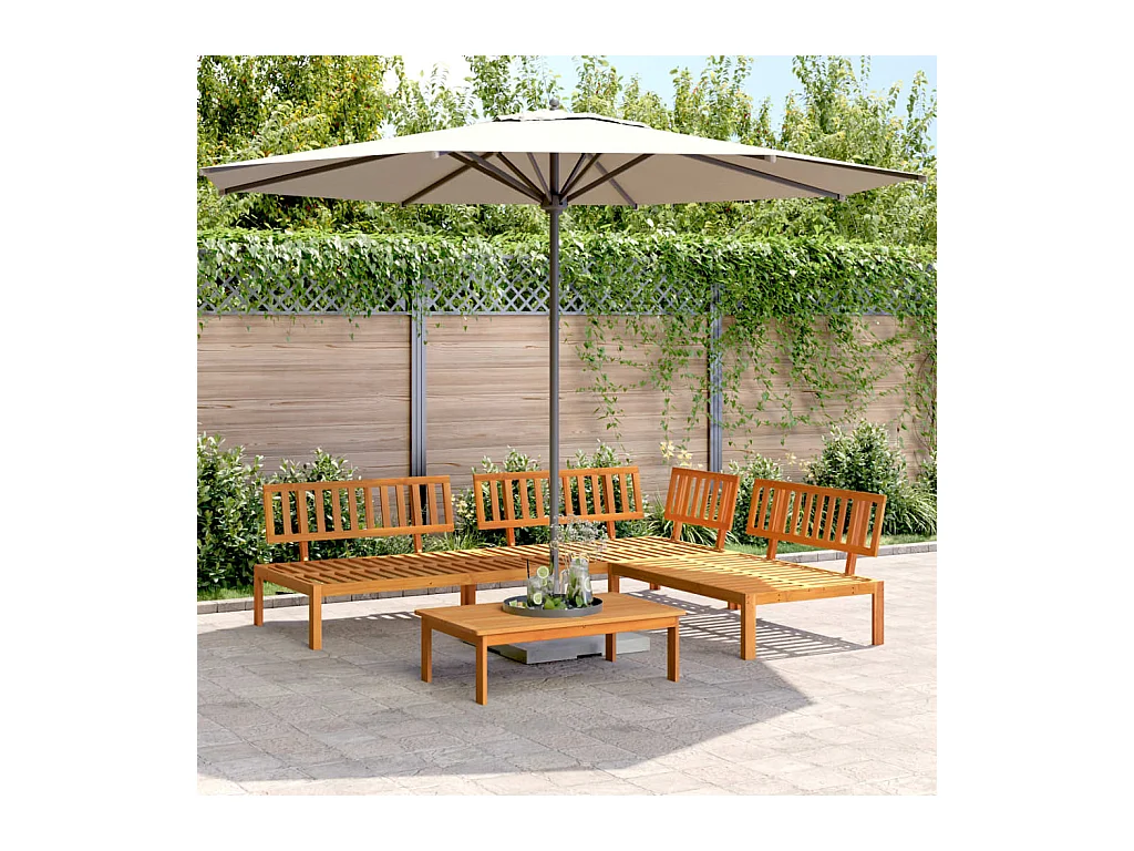 Set Divano Pallet da Giardino 4 pz in Legno Massello di Acacia