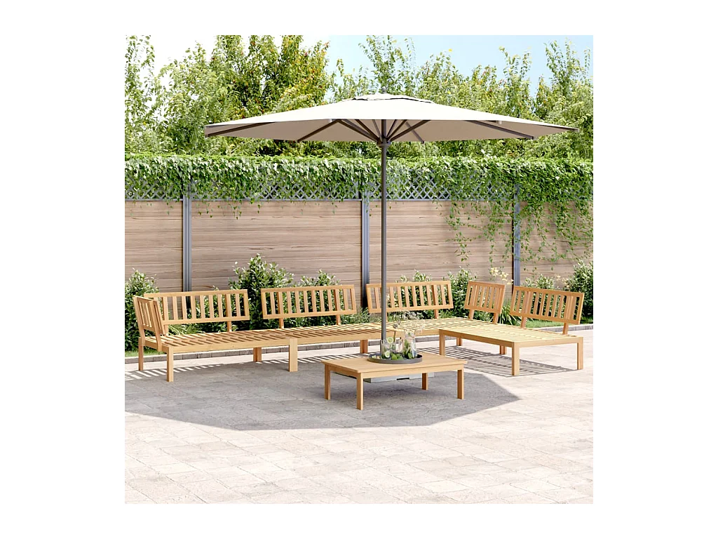 Set Divano Pallet da Giardino 5 pz in Legno Massello di Acacia