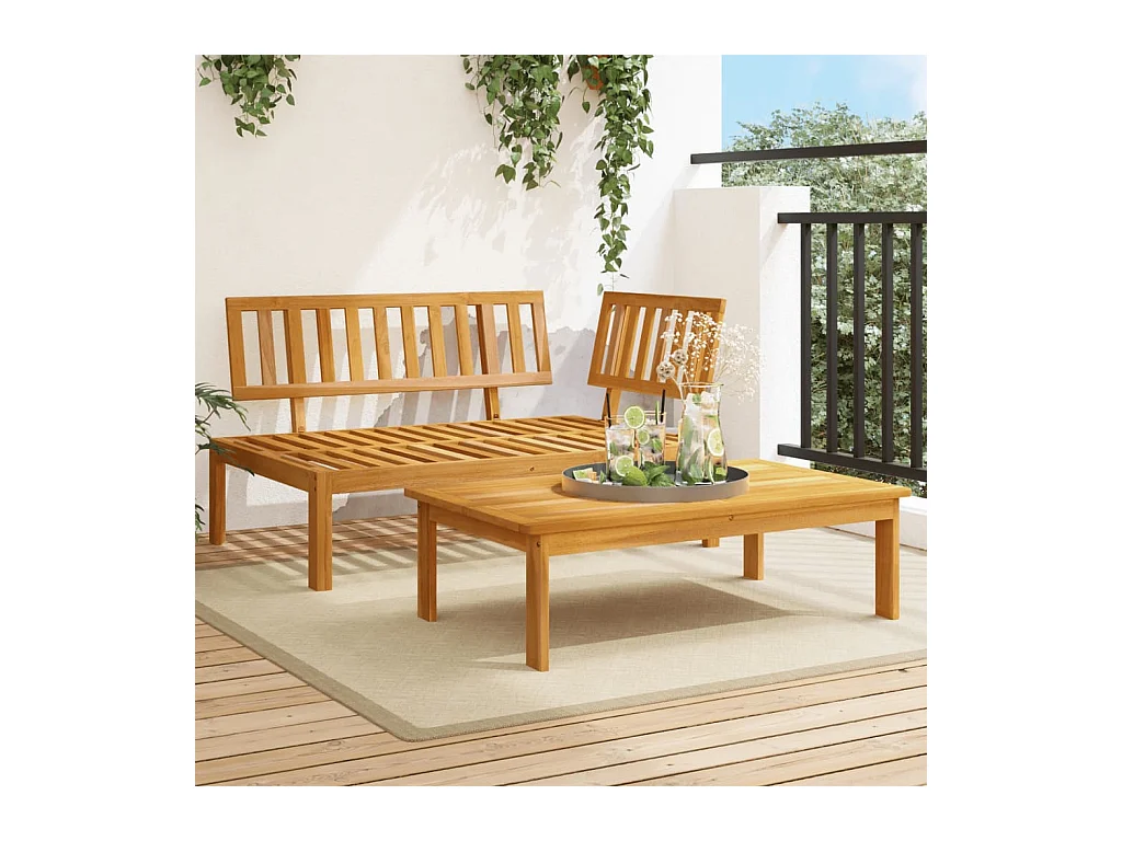 Salon de jardin palette 2 pcs bois massif d'acacia