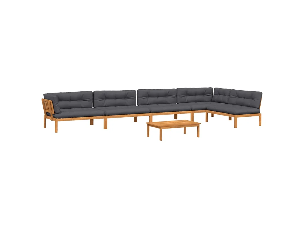Set de sofás de palets de jardín y cojines 6 pzas madera acacia