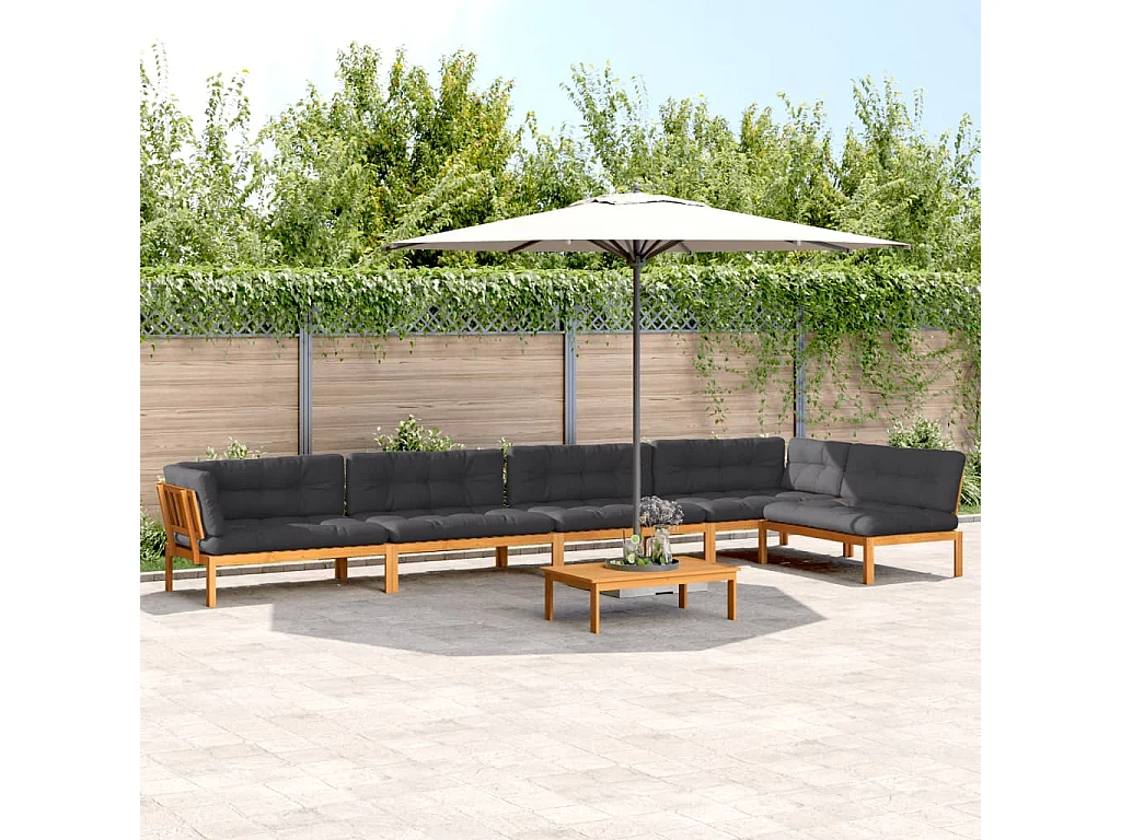 Set de sofás de palets de jardín y cojines 6 pzas madera acacia
