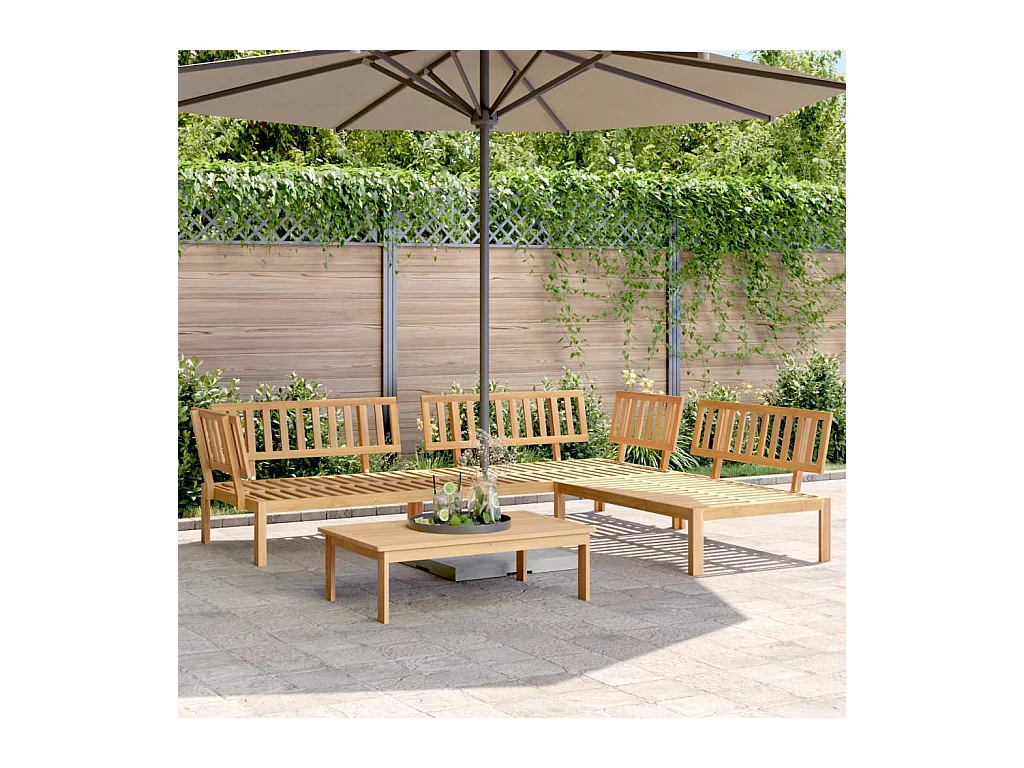 Set Divano Pallet da Giardino 4 pz in Legno Massello di Acacia