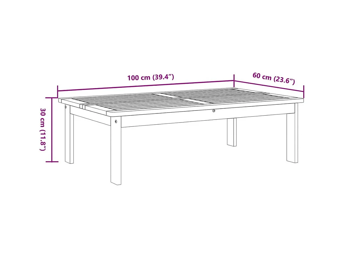 Table de jardin 100x60x30 cm bois d'acacia solide
