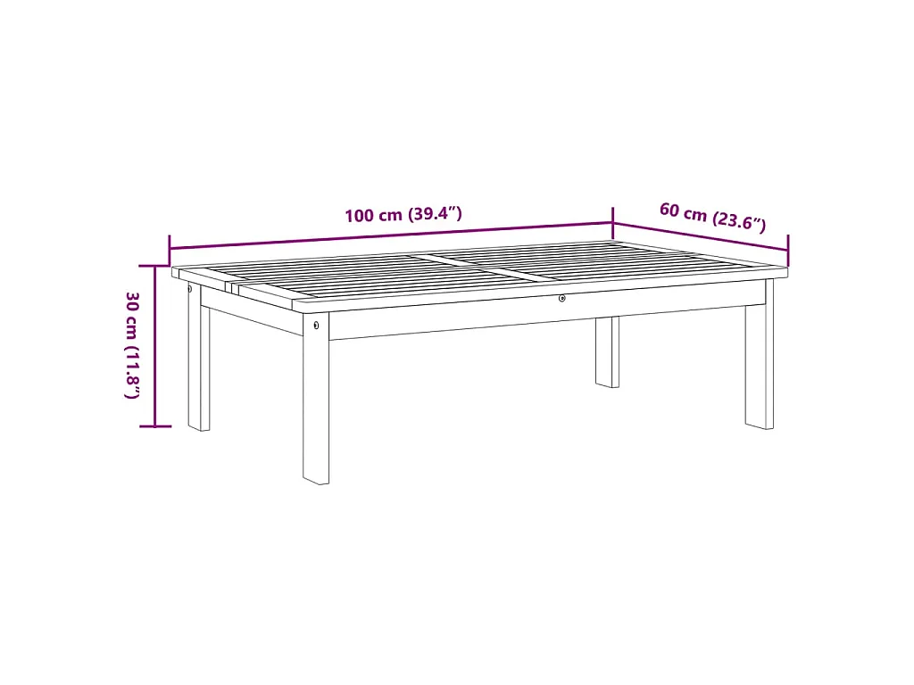 Table de jardin 100x60x30 cm bois d'acacia solide