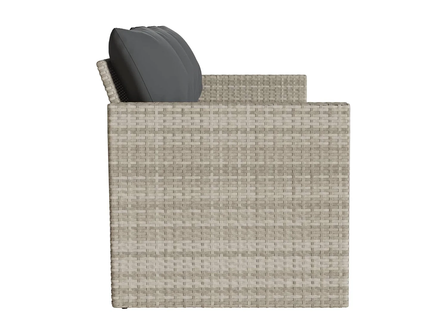 Canapé de jardin et coussins 3 places gris clair résine tressée