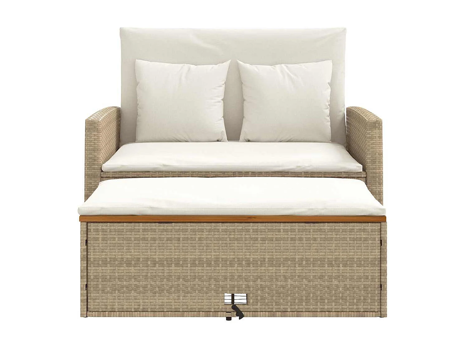 Divano Giardino con Cuscini 2 Posti Beige Polyrattan e Acacia