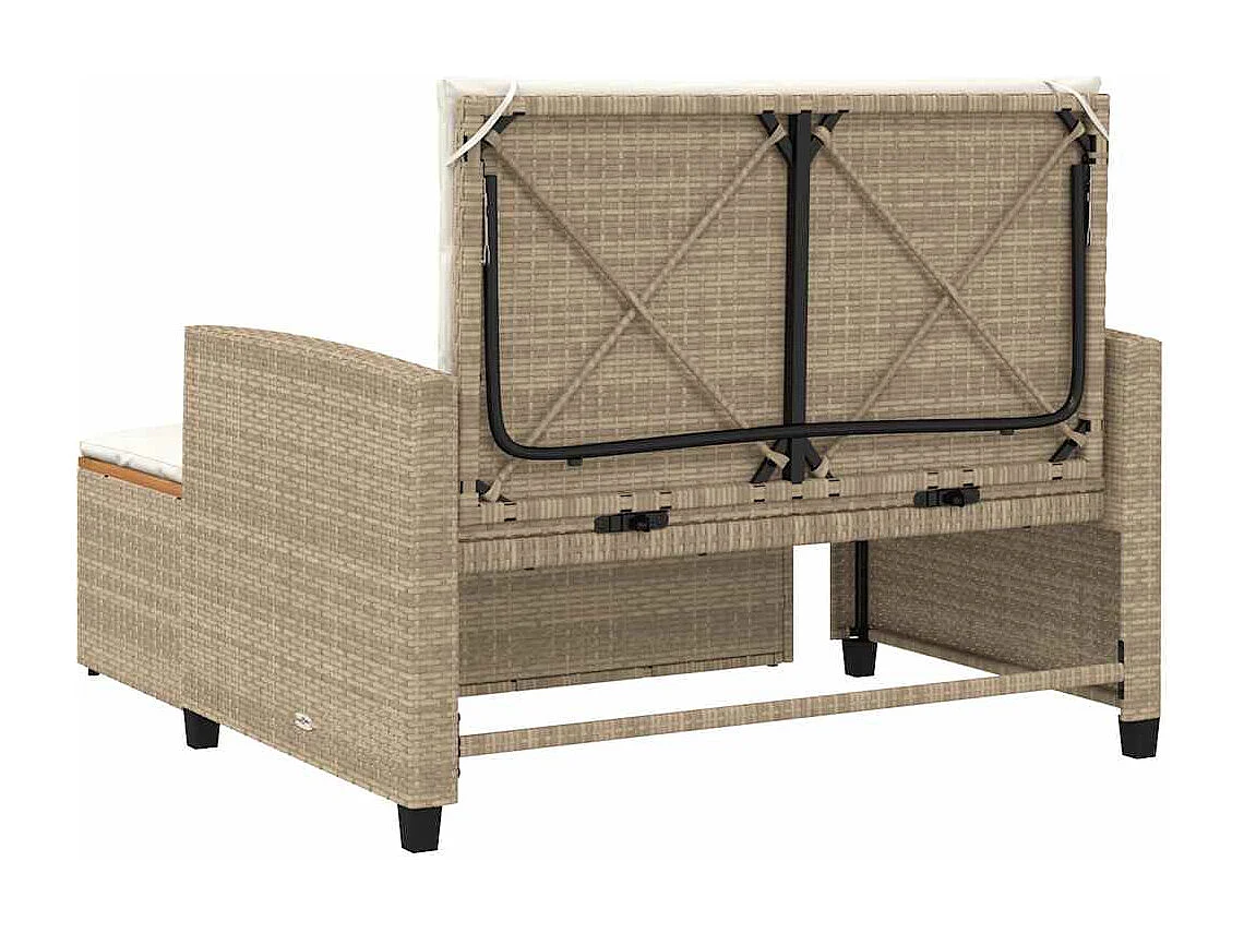 Divano Giardino con Cuscini 2 Posti Beige Polyrattan e Acacia