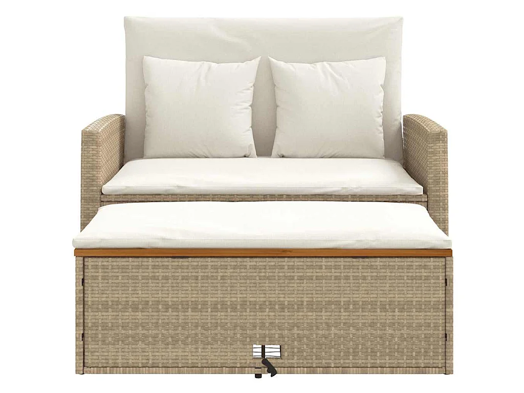Divano Giardino con Cuscini 2 Posti Beige Polyrattan e Acacia