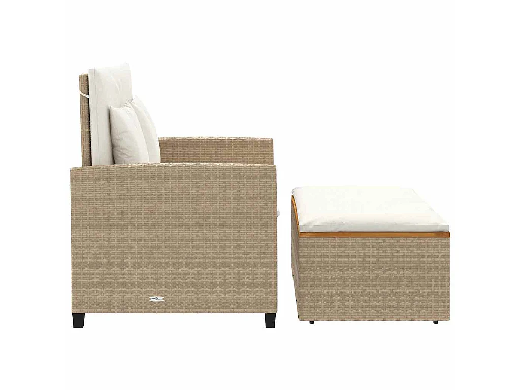 Divano Giardino con Cuscini 2 Posti Beige Polyrattan e Acacia