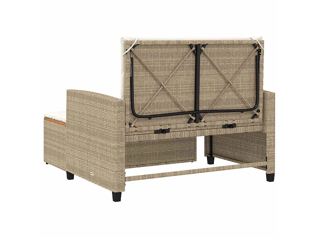 Divano Giardino con Cuscini 2 Posti Beige Polyrattan e Acacia