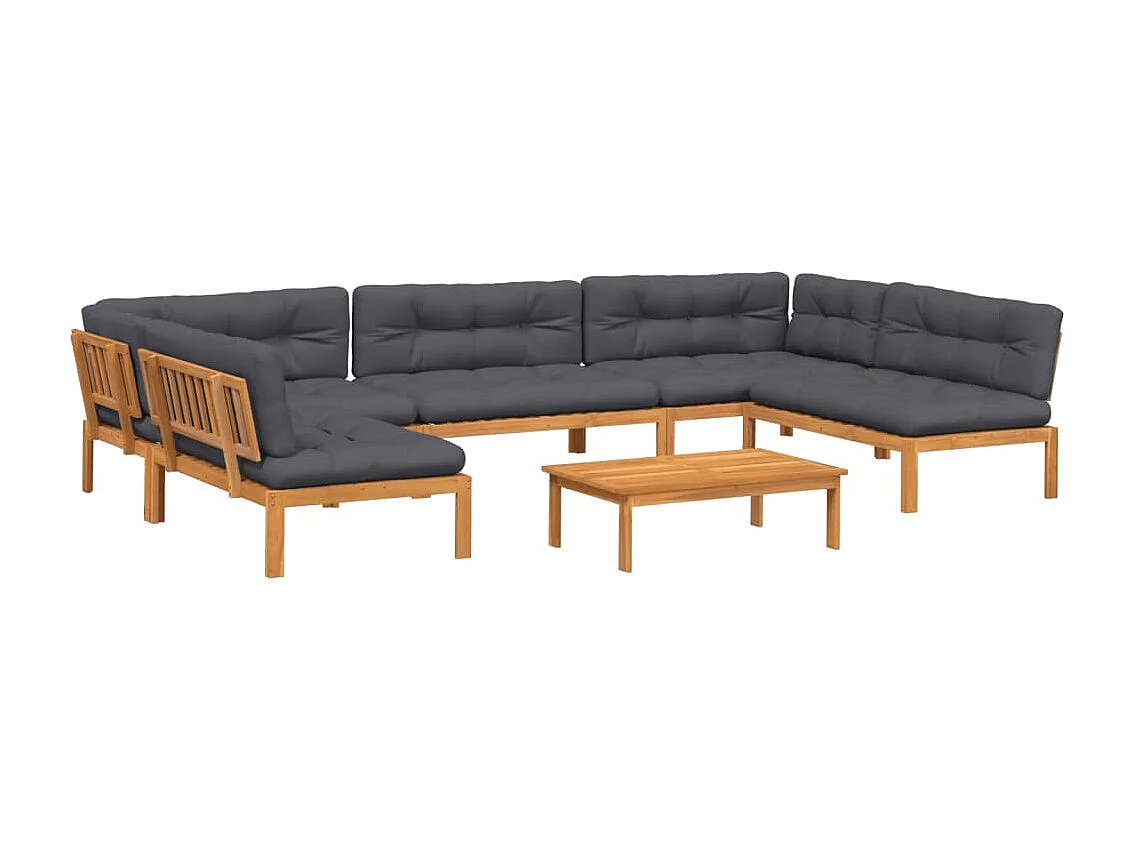 Set de sofás de palets de jardín y cojines 6 pzas madera acacia