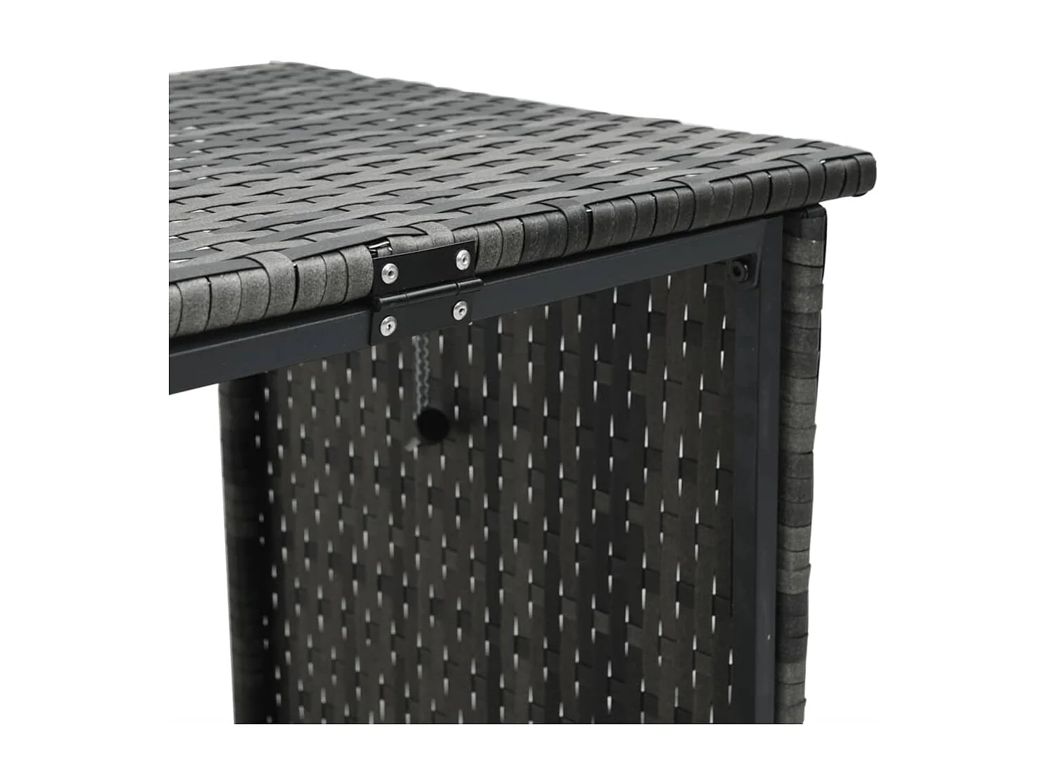 Divano da Giardino con Tavolo e Cuscini a L Grigio Polyrattan