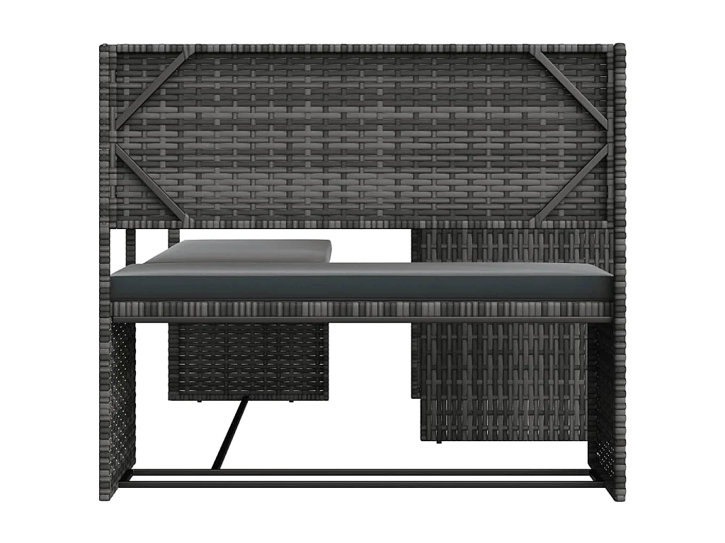 Canapé de jardin avec table et coussins en forme de L gris