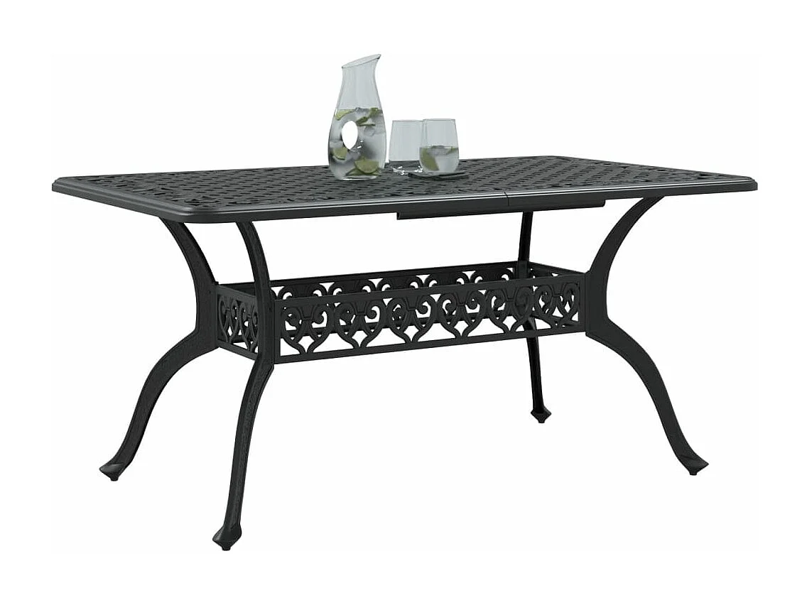 Tuintafel 150x90x72 cm gietaluminium zwart