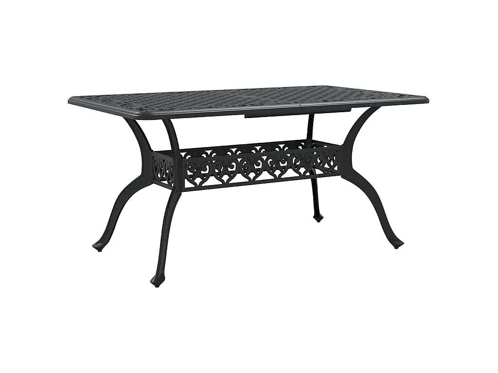 Table de jardin noir 150x90x72 cm aluminium coulé