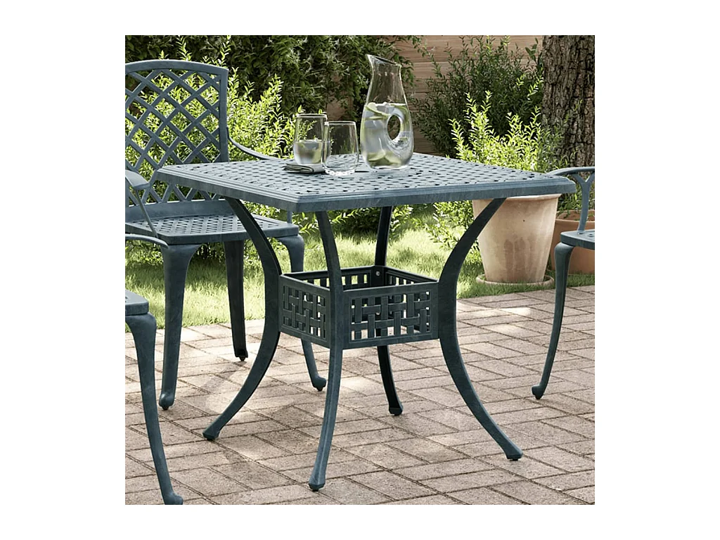 Mesa de jardim 80x80x75 cm alumínio fundido verde